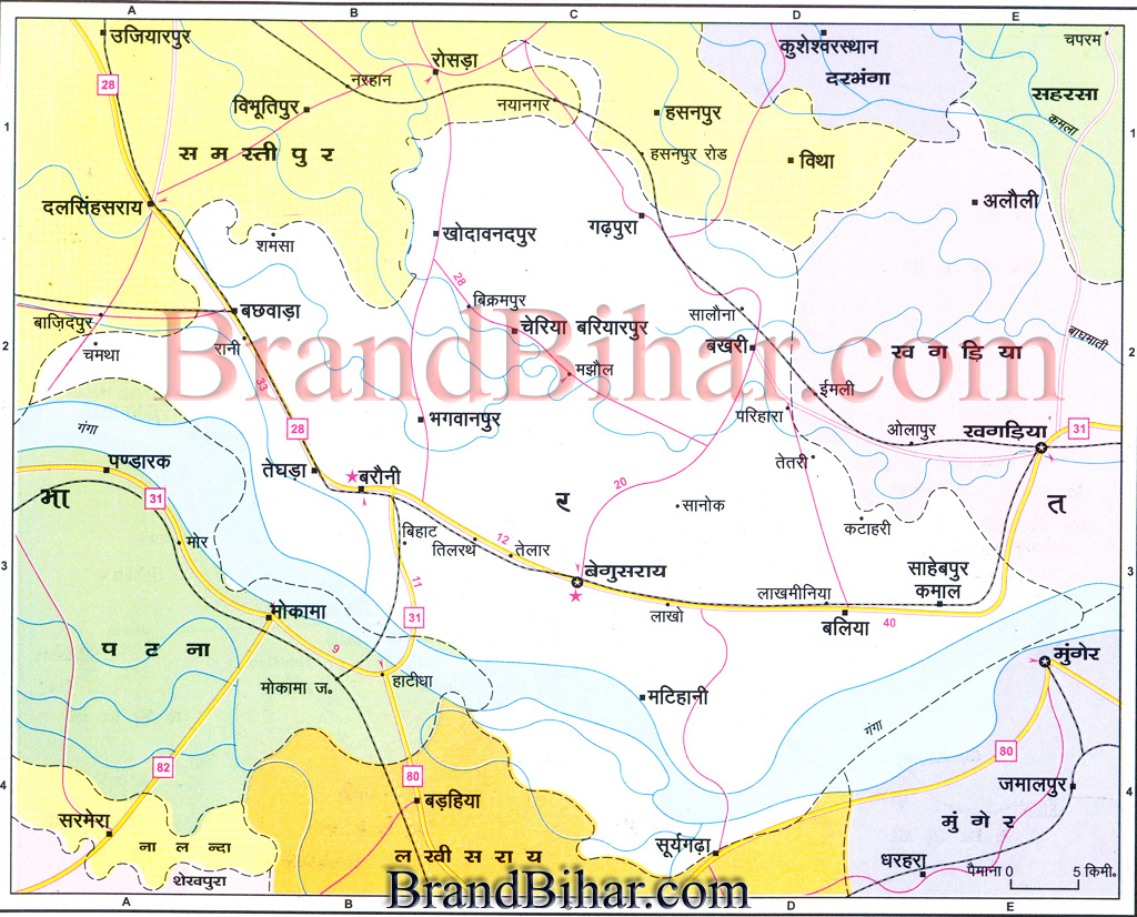 Barauni In Bihar Map Begusarai Map Map Of Begusarai Bihar Begusarai District Map