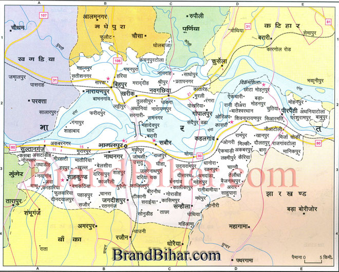 Click on the Map of Bhagalpur to see the largeView of Bhagalpur Map