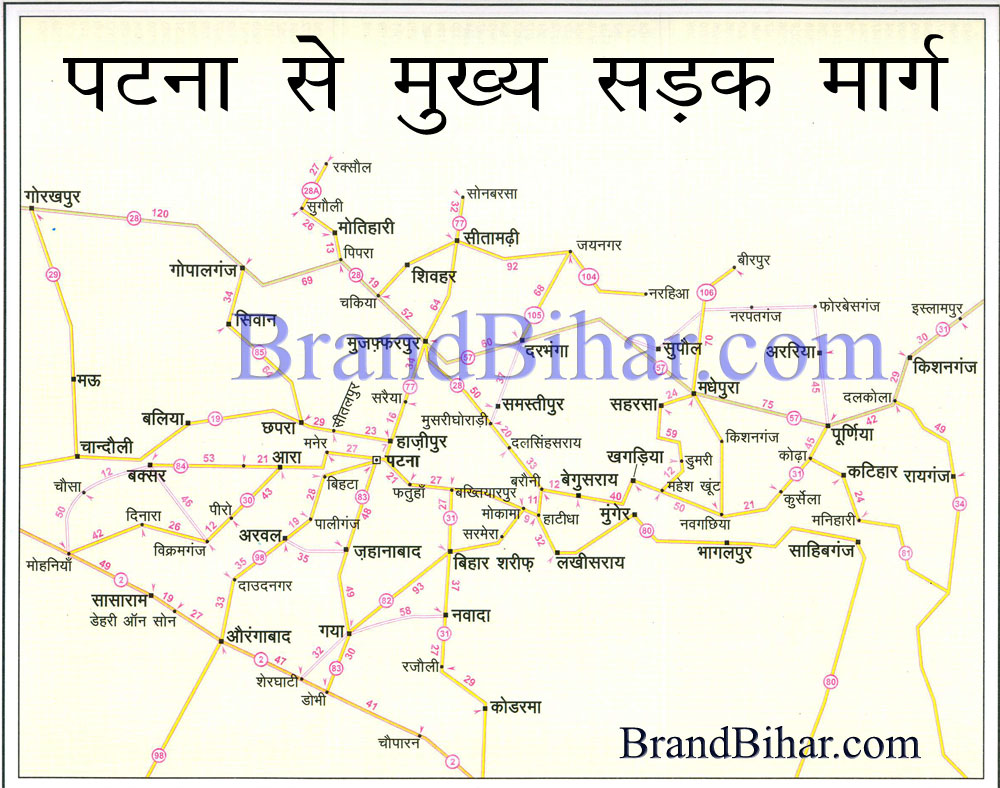 Bihar Road Map With Kilometer Bihar Road Map, Map Of Bihar Road