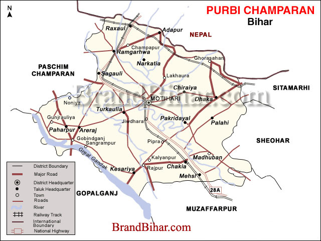 East Champaran District Map East Champaran Map Of East Champaran Bihar East_Champaran District Map