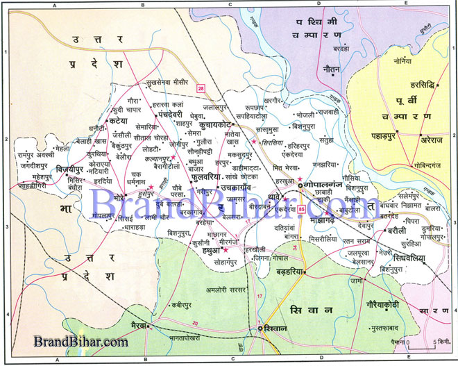 Siwan District Village Map Gopalganj Map Of Gopalganj Bihar Gopalganj District Map