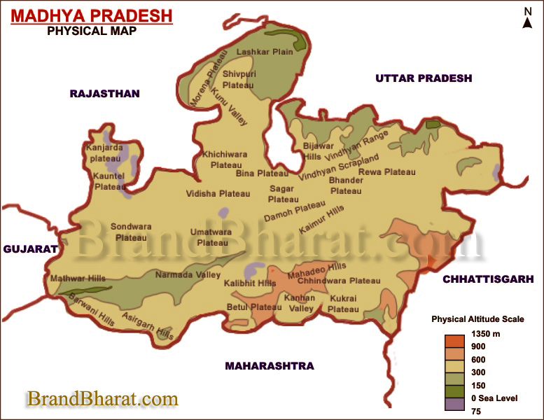 Mp Physical Map In Hindi Physical Map Madhya Pradesh Brandbharat.com