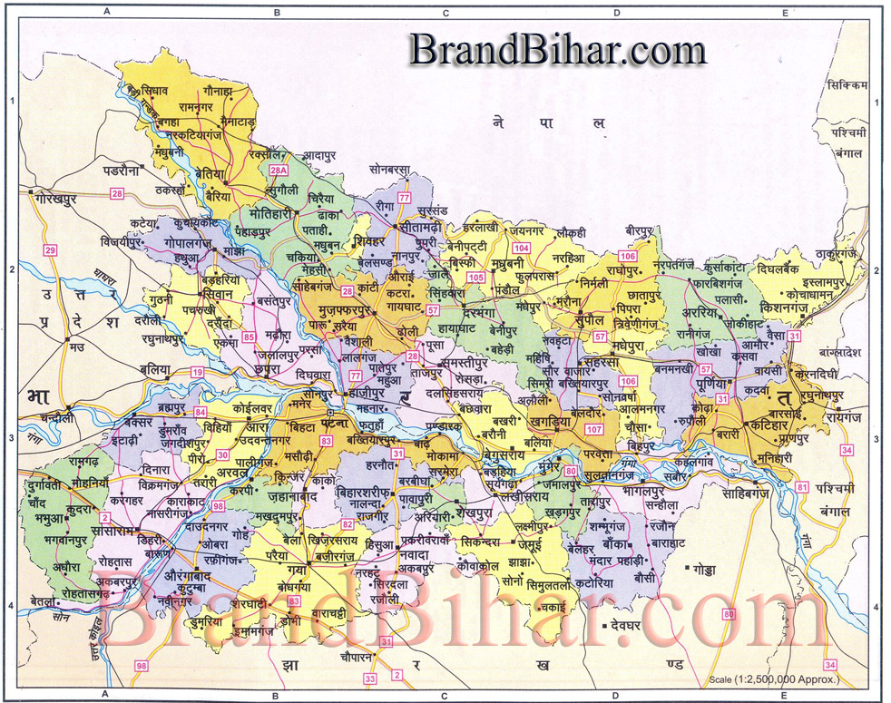 Bihar Political Map, political map of bihar